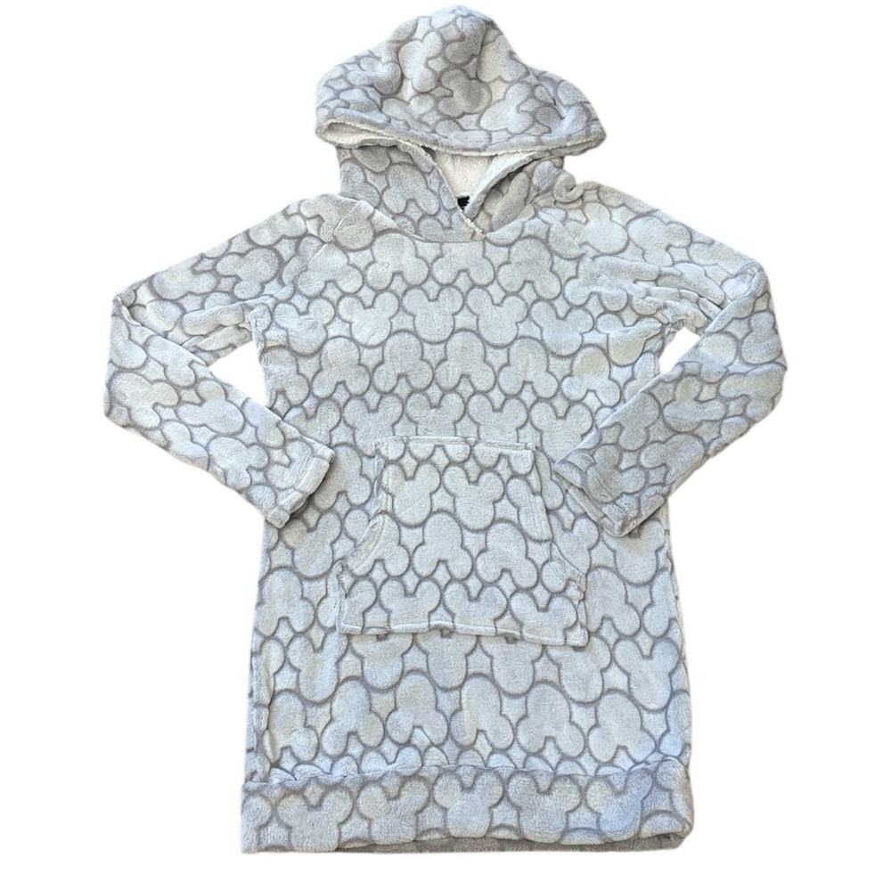 Disney‎ Grey Mickey Mouse Plush Fleece Loungewear Hoodie Size S